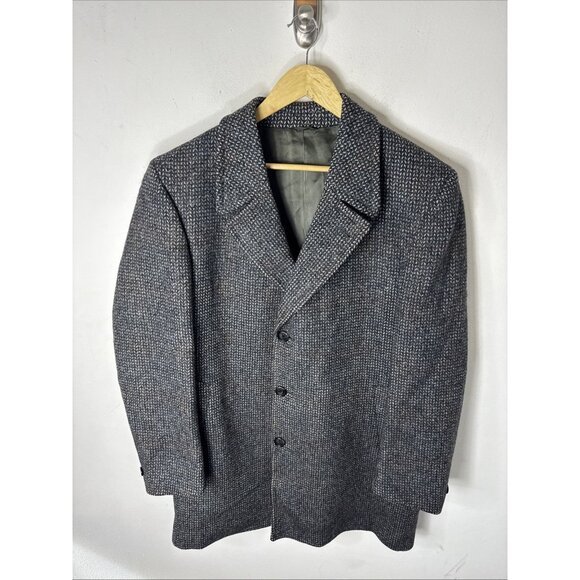 Vintage Scottish Tweed Overcoat Pure New Wool Woven in Scotland Men’s XL - Picture 1 of 7